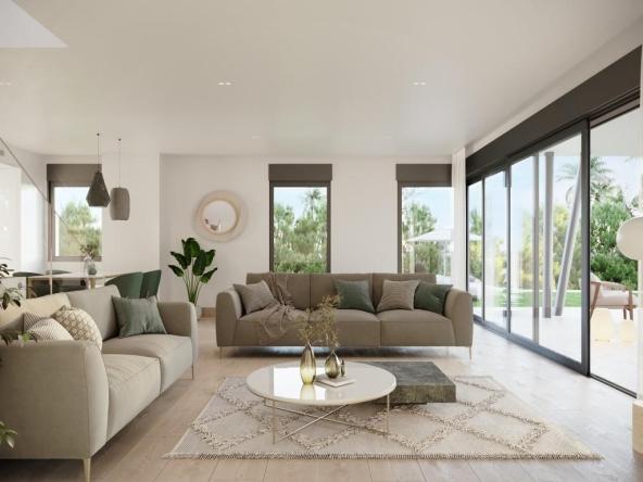 Townhouses overlooking Alicante Golf with modern designs and nearby beach access.